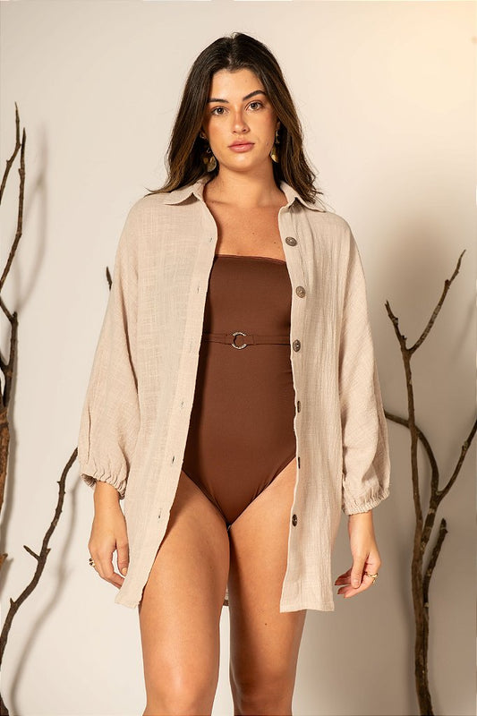 Camisão Cru com Mangas Bufantes