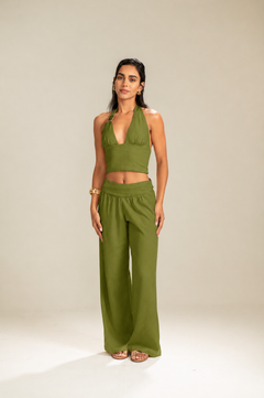 Calça em Linho Verde Pão de Açúcar