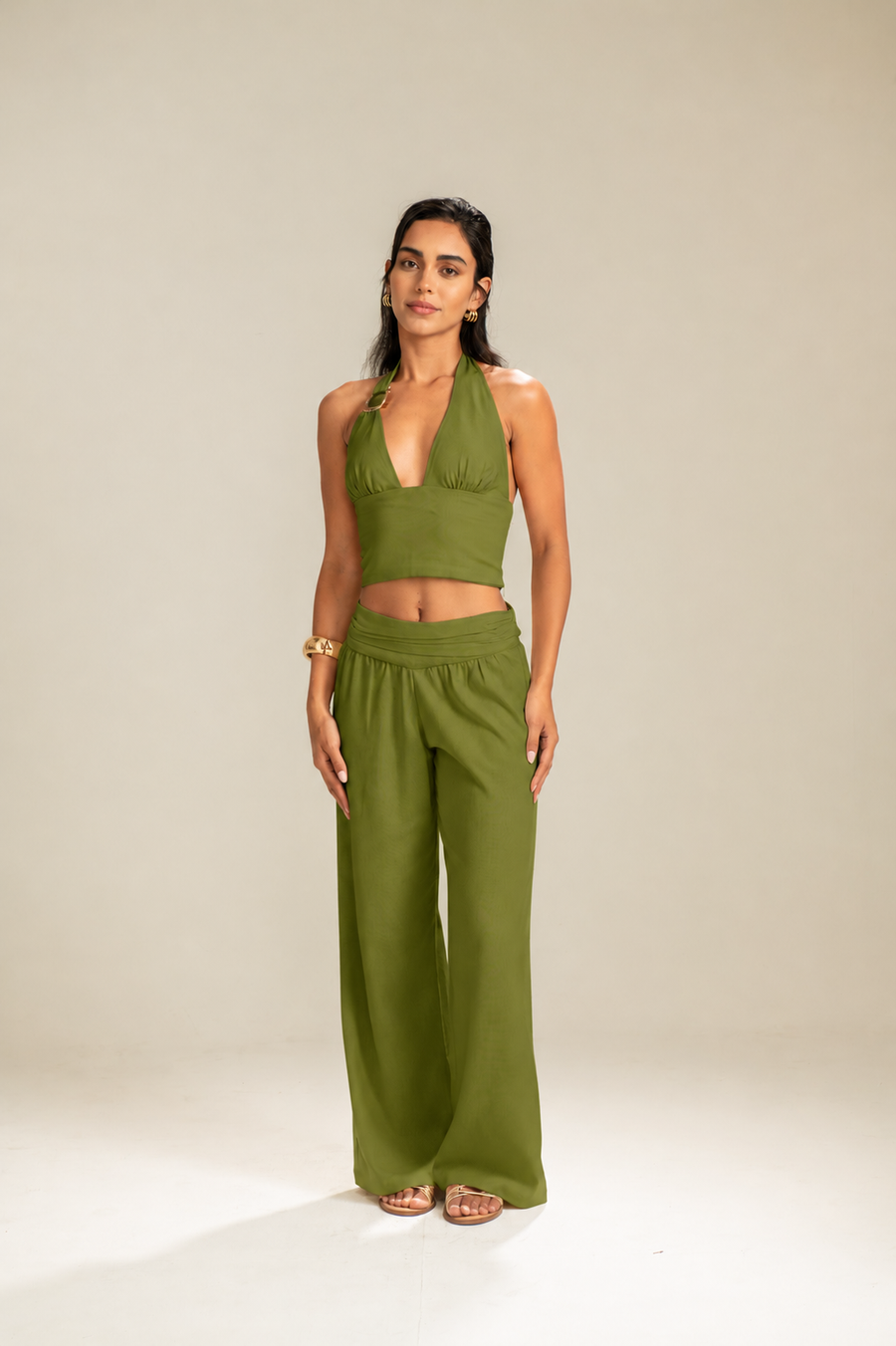 Calça em Linho Verde Pão de Açúcar