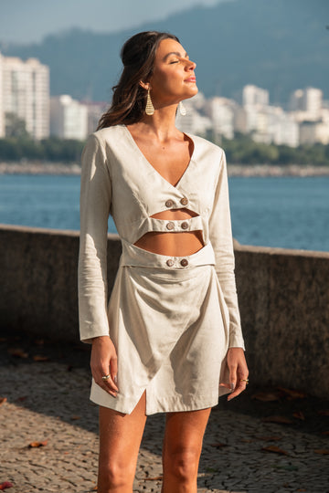 Chemise Cru em Linho com Botões