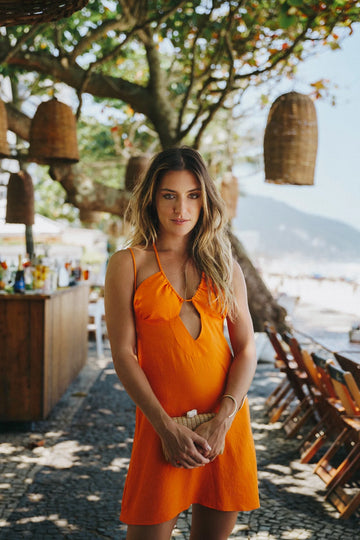 Vestido Curto Laranja Solar