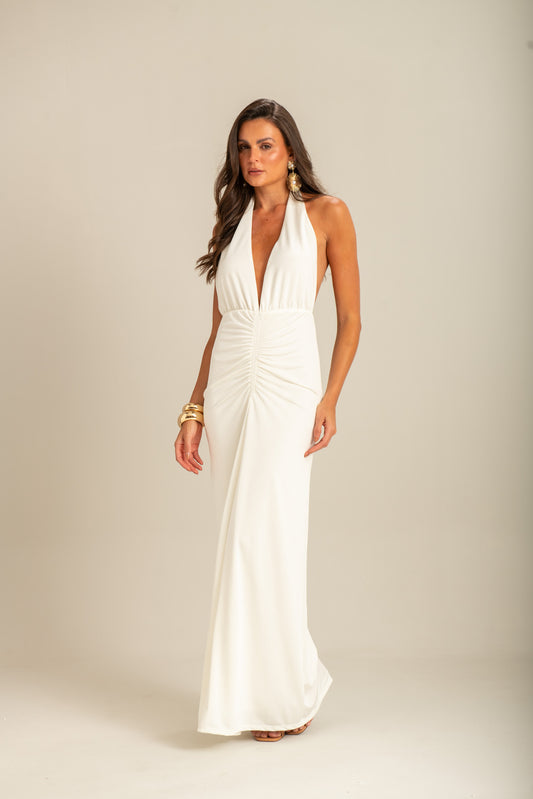 Vestido Longo Frente Única Off White Respiro