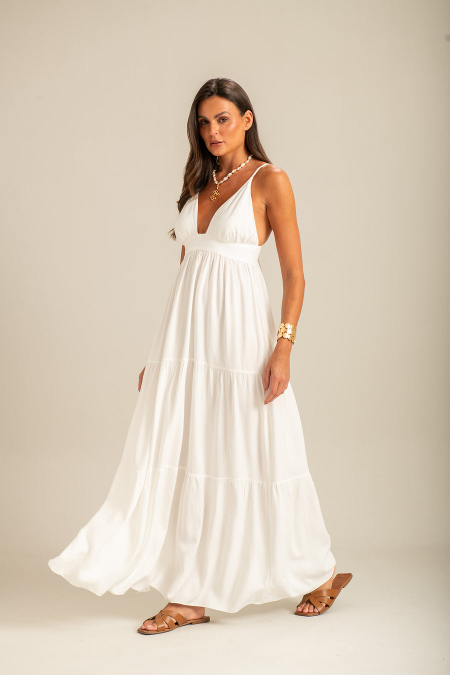 Vestido Longo Turquesa (Off White)