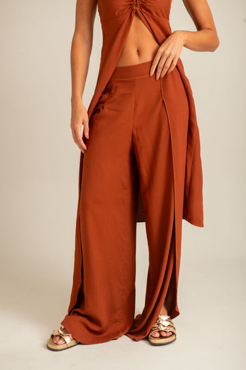 Calça Marrom Transpassada Pausa