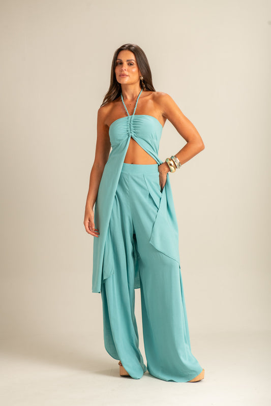 Calça Azul Transpassada Pausa