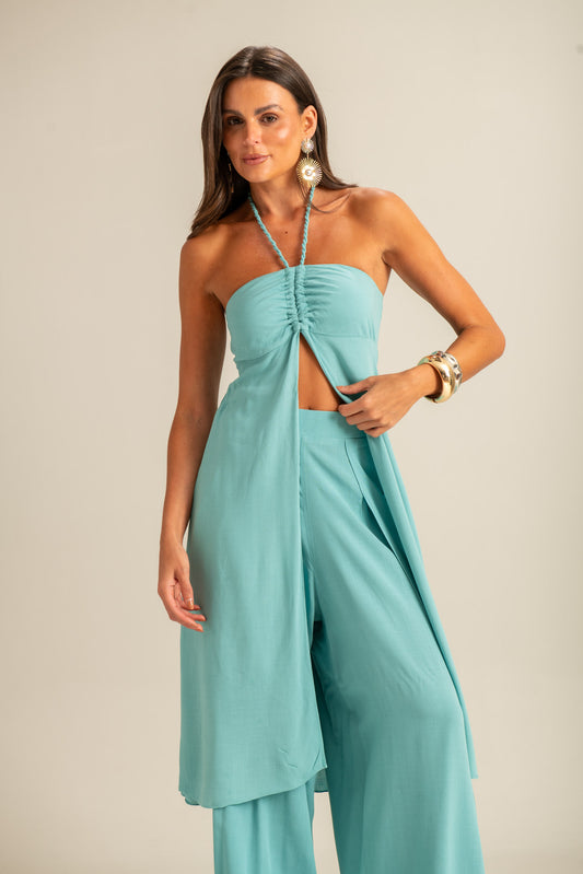 Calça Azul Transpassada Pausa