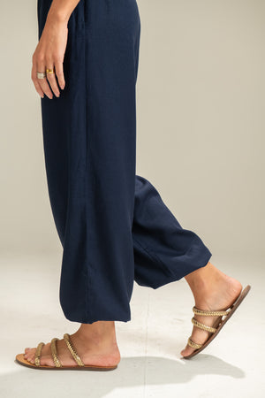 Calça em Linho Azul Pão de Açúcar