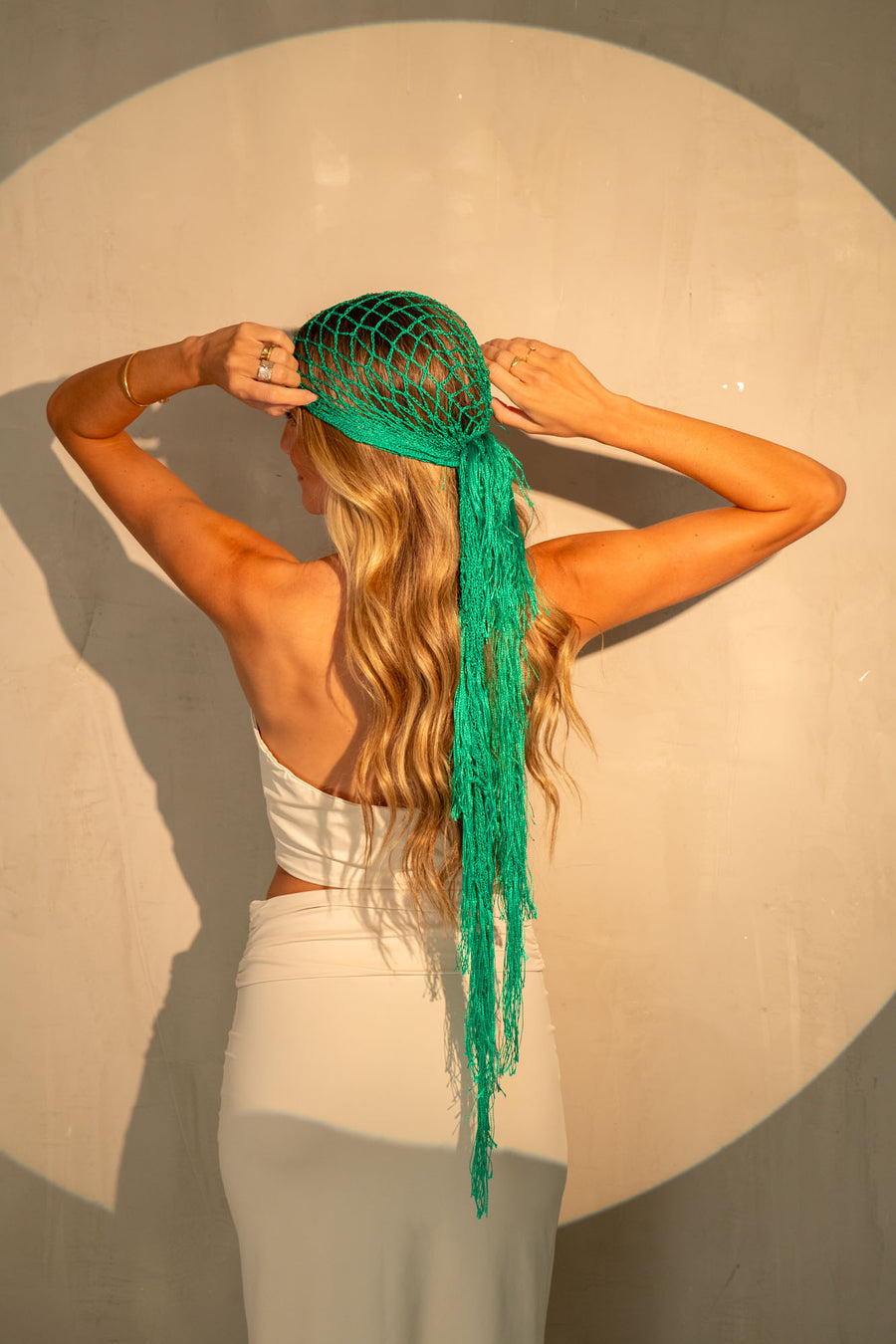[Edição Limitada] Saia Crochê Handmade Verde com Pedras e Franjas Copacabana