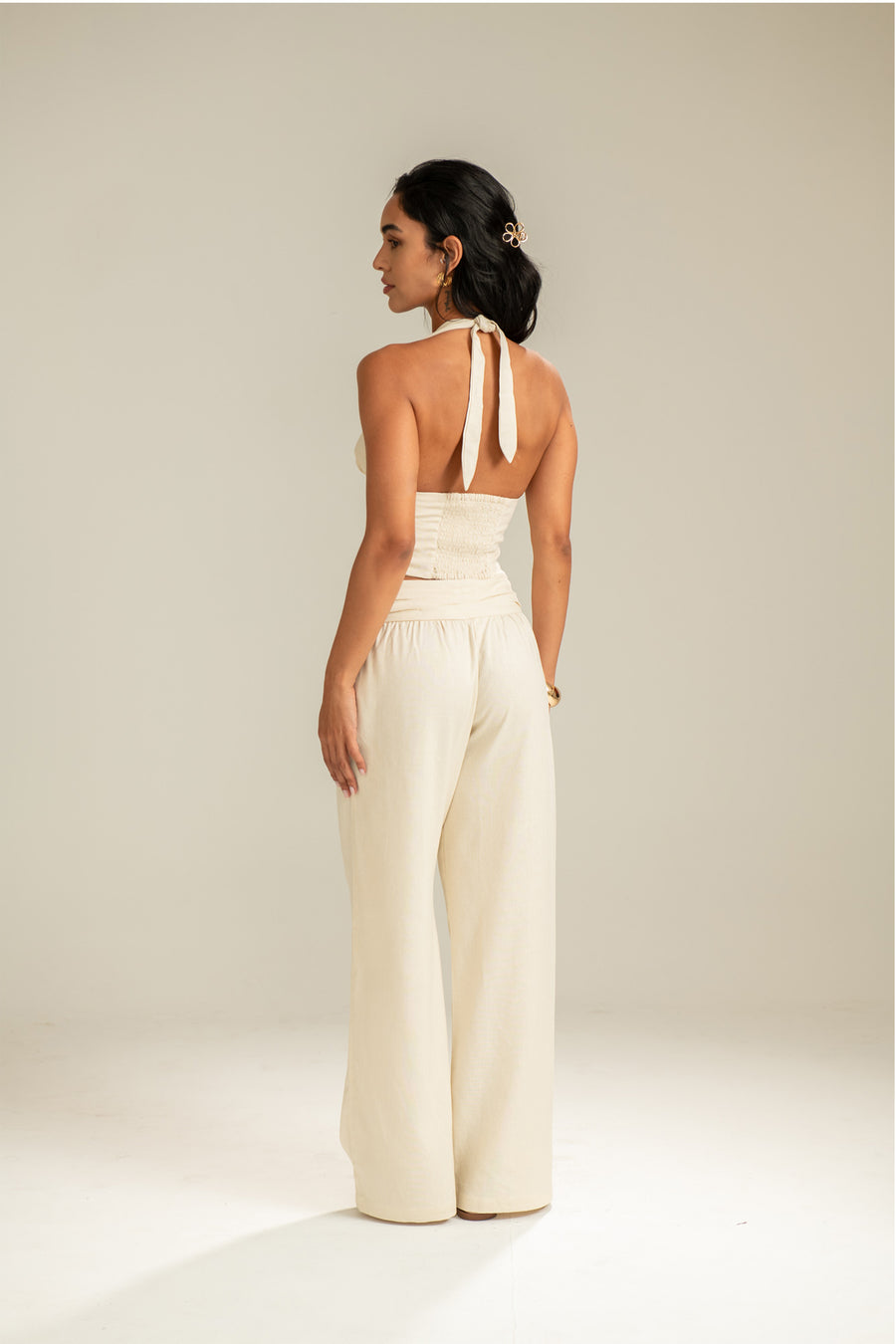Calça em Linho Off White Pão de Açúcar